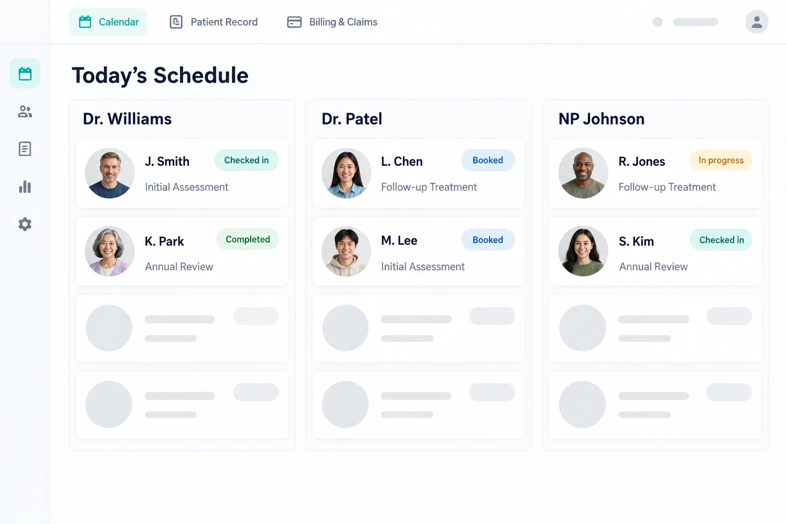 ClinicFlow's Today's Schedule screen